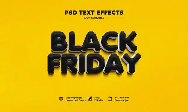 Black friday 3d text effect Free Psd
