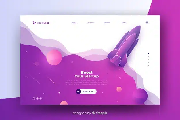 Boost your startup rocket landing page Free Vector