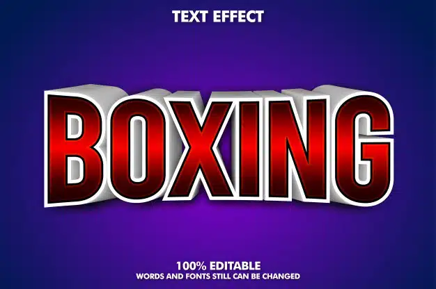 Boxing banner - editable 3d text effect Free Vector