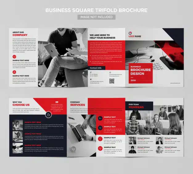 Business square trifold brochure design Premium Psd