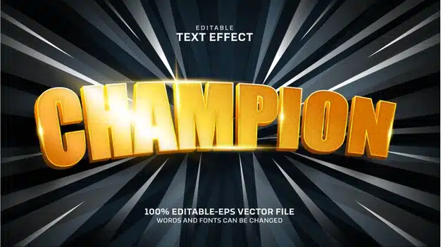 Champion text effect Free Vector