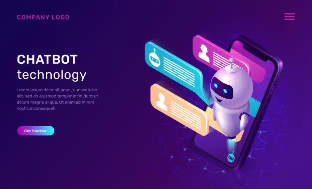 Chatbot technology website template Free Vector
