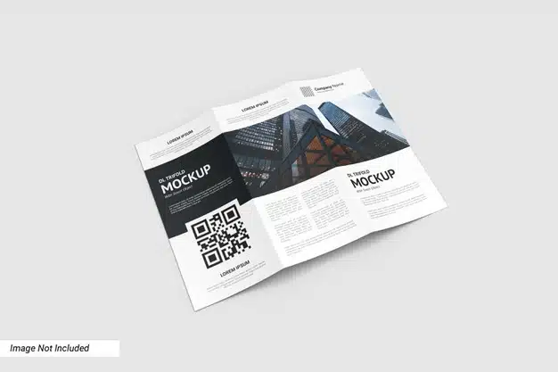 Close up on trifold flyer mockup isolated Premium Psd