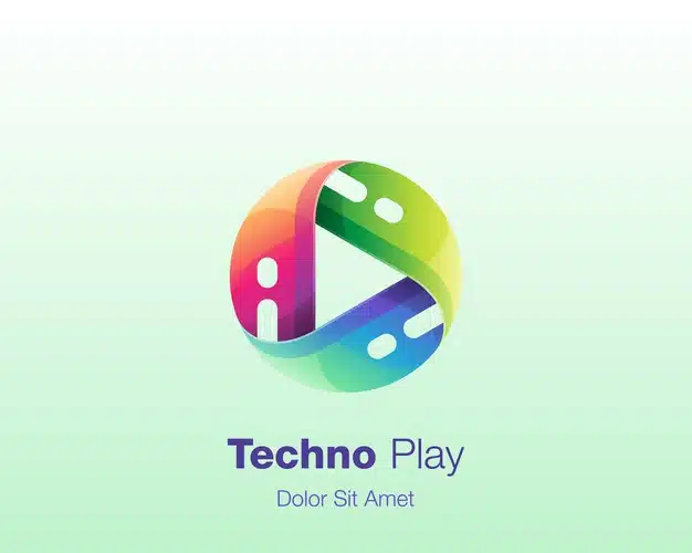 Colorful circle play technology logo Premium Vector