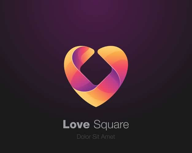 Colorful love square logo Premium Vector