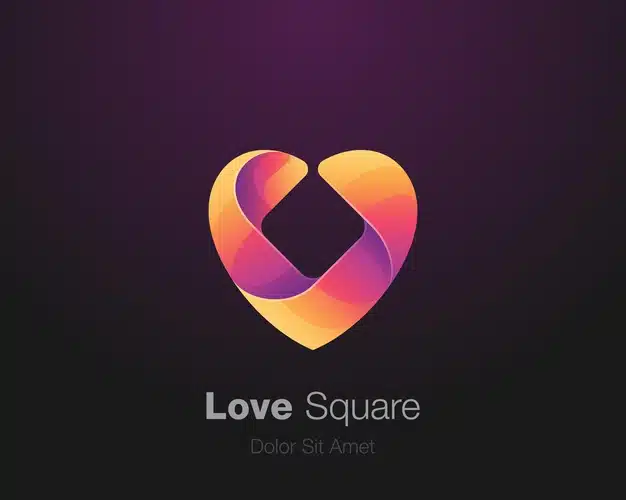 Colorful love square logo Premium Vector