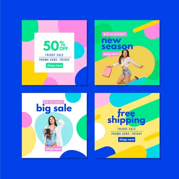 Colorful sales ig post collection Free Vector
