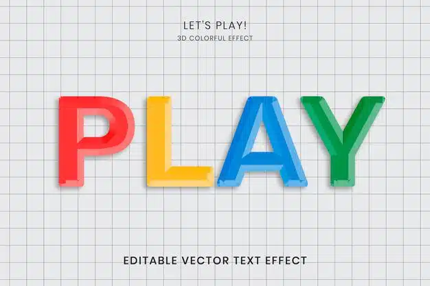 Colorful text effect template on grid paper Free Vector