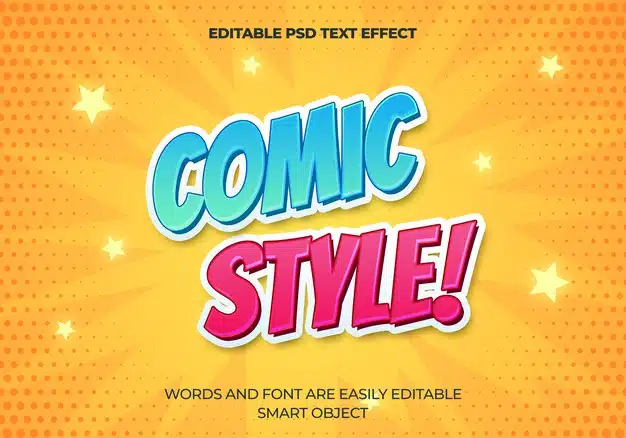 Comic style text effect Free Psd