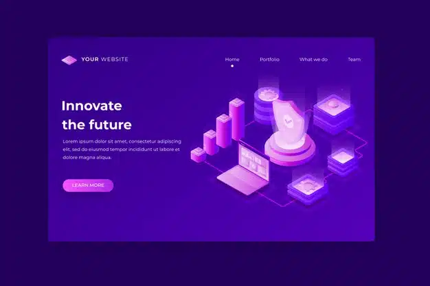 Concept technology landing page template Free Vector