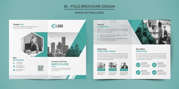 Corporate business bifold brochure design template Premium Psd