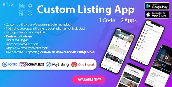 Custom Listing App - Directory Android and iOS mobile app with Ionic 5 for MyListing ListingPro