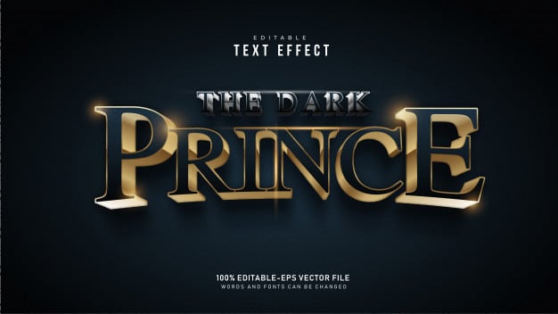 Dark prince text effect Free Vector