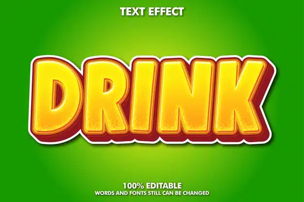 Drink text effect, fresh graphic style for drink product Free Vector