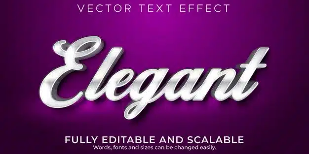 Editable text effect elegant silver text style Free Vector