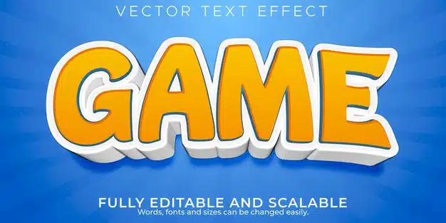 Editable text effect game cartoon text style Free Vector
