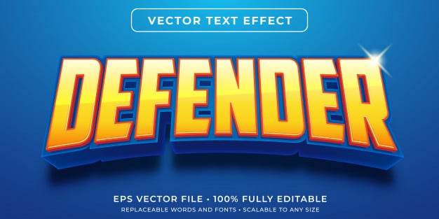 Editable text effect - hero defender game style Premium Vector