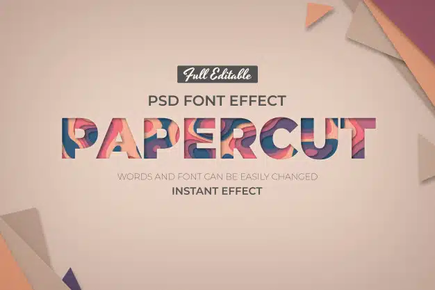 Editable text effect in paper style Free Psd