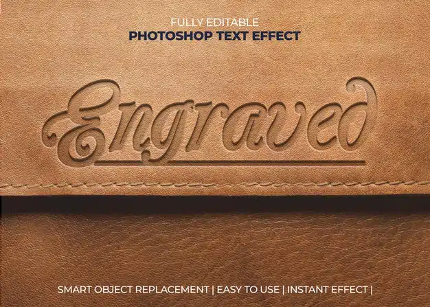 Engraved leather text effect Free Psd