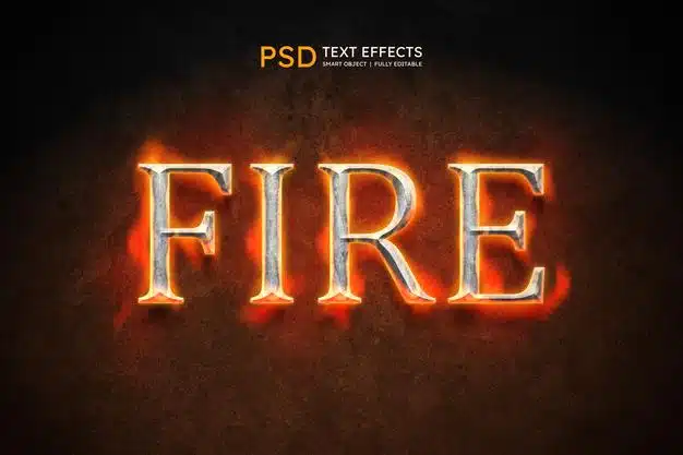 Fire text style effect Free Psd