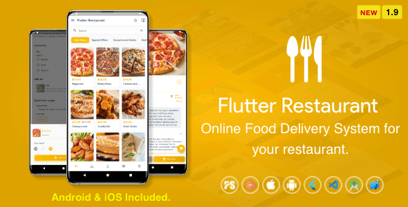 Flutter Restaurant ( Online Food Delivery System For iOS and Android ) 1.9