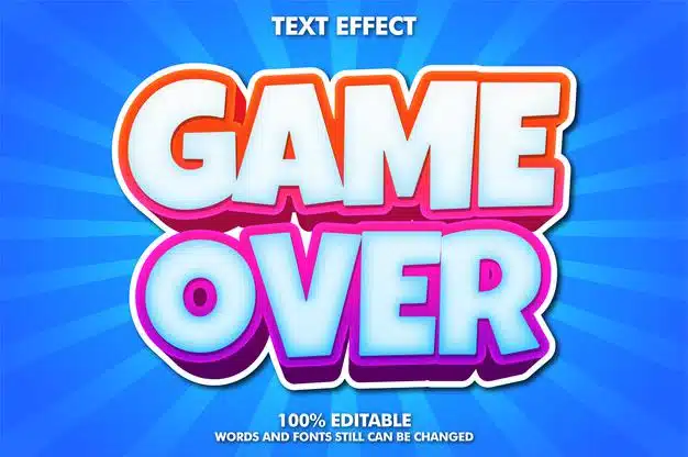 Game over banner, editable cartoon font Free Vector