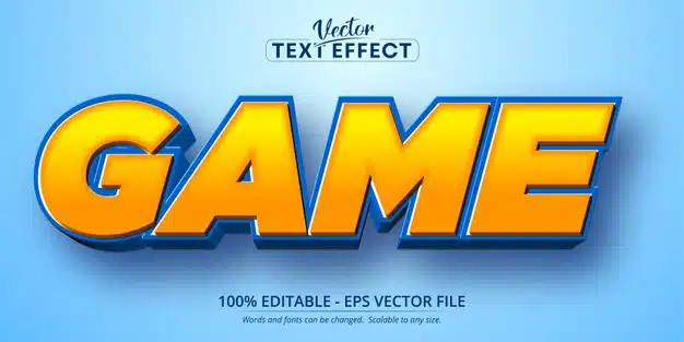 Game text, cartoon style editable text effect Premium Vector