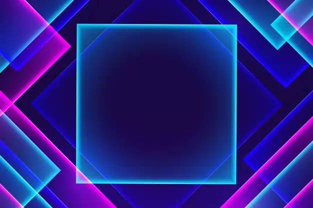 Geometric shapes neon lights background Free Vector