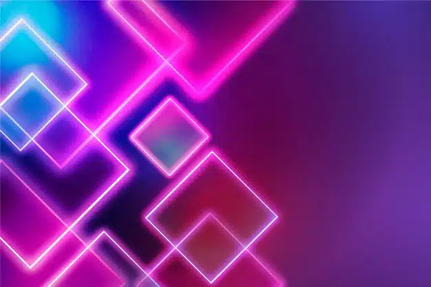 Geometric shapes neon lights background Free Vector
