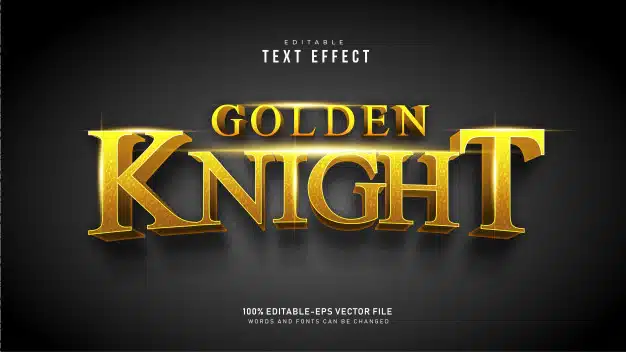 Golden knight text effect Free Vector