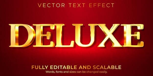 Golden royal text effect, editable shiny and rich text style Free Vector