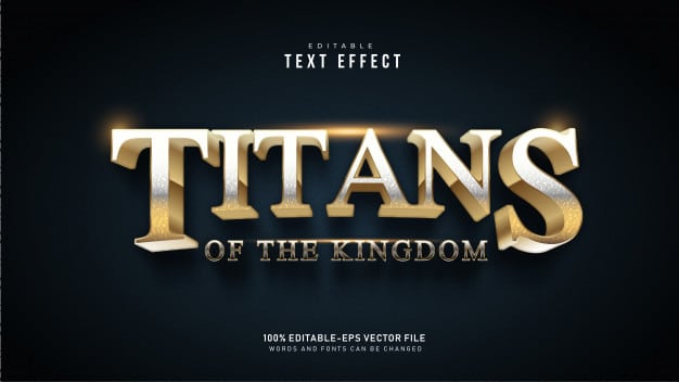Golden titans text effect Free Vector