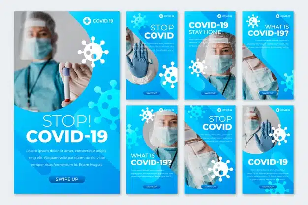 Gradient coronavirus instagram story collection Free Vector