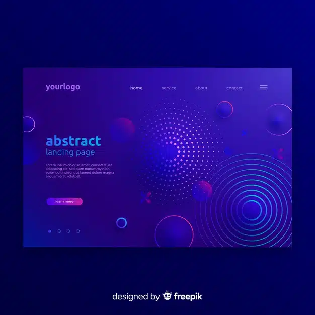 Gradient geometric shapes landing page Free Vector