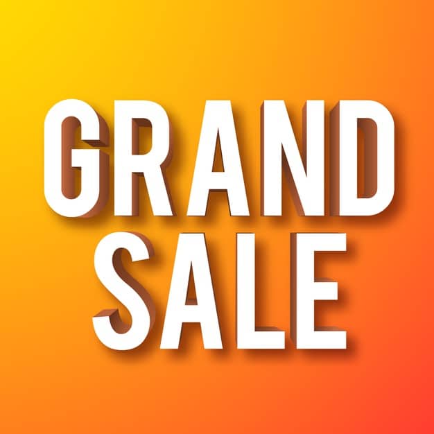 Grand sale banner text with 3d effect Free Vector
