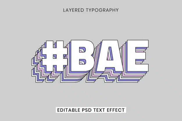 Layered beautiful text effect 3d design Free Psd