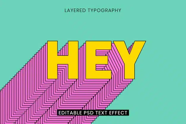 Layered editable text effect template 3d typography Free Vector