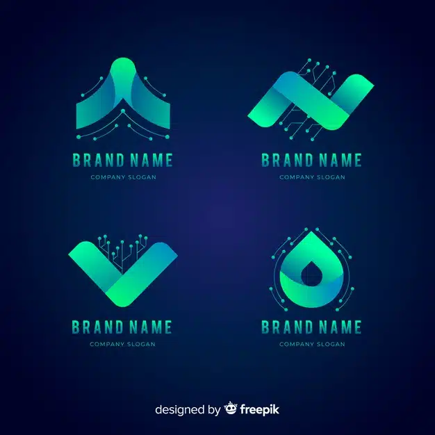 Logo collection in gradient technology style Free Vector