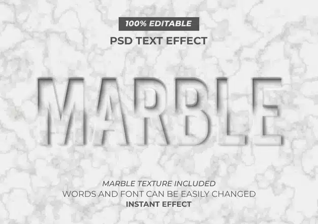 Marble text effect Free Psd