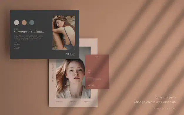 Minimal brochure collection mockup with soft shadow Free Psd