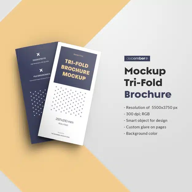 Mockups leafleat dl trifold brochure Premium Psd