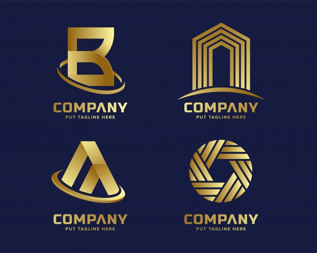 Modern business golden logo template Premium Vector
