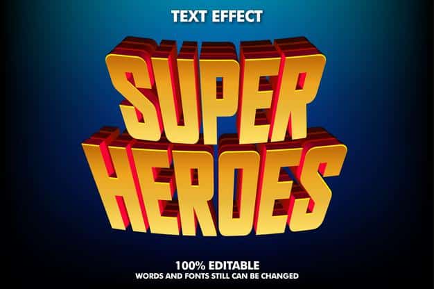 Modern text effect for heroes title cinematic text effecf Free Vector