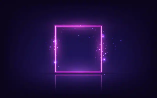 Neon frame. shining square banner. isolated on transparent background. Premium Vector