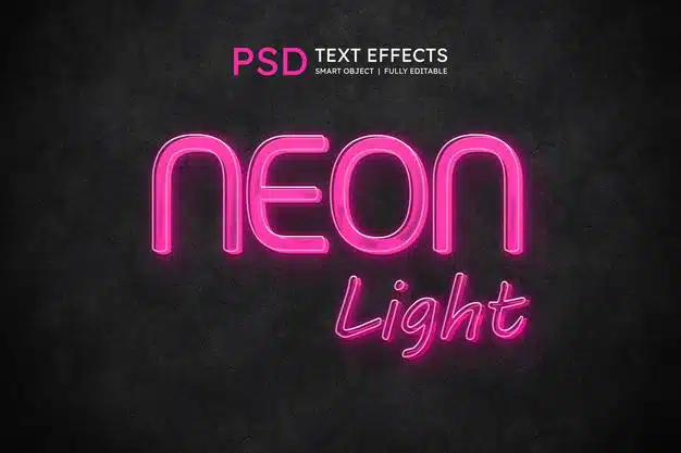Neon light text style effect Free Psd