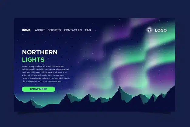 Northern lights landing page Free Vector