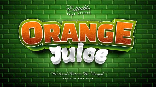Orange juice text effect Free Vector