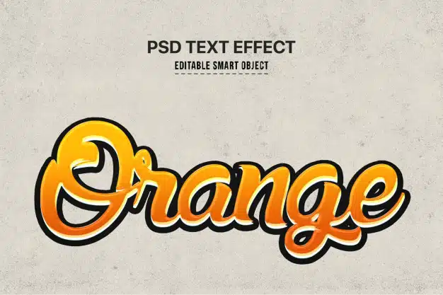Orange text style effect Free Psd