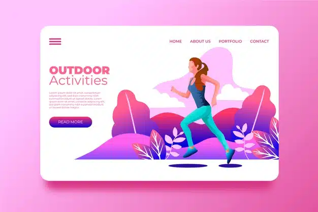 Outdoor sport landing page template Free Vector