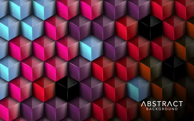 Overlapping cubes full-color background Premium Vector
